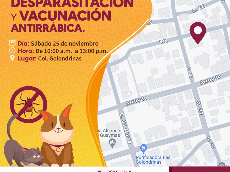 Colonias de Guaymas tendran jornada de desparasitación y vacunación antirrábica