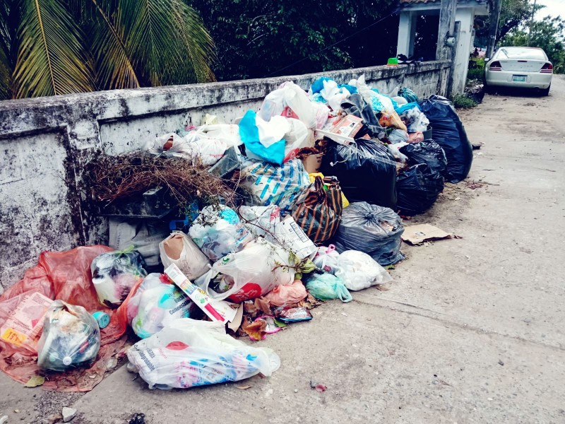 Colonias en espera del camión recolector de basura en Tuxpan