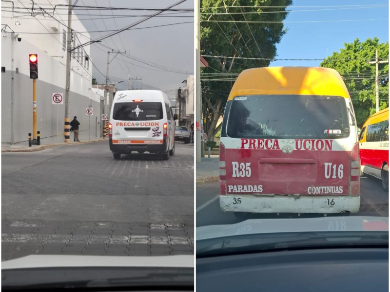 Combis circulando sin placas y sin precaución, necesario más operativos