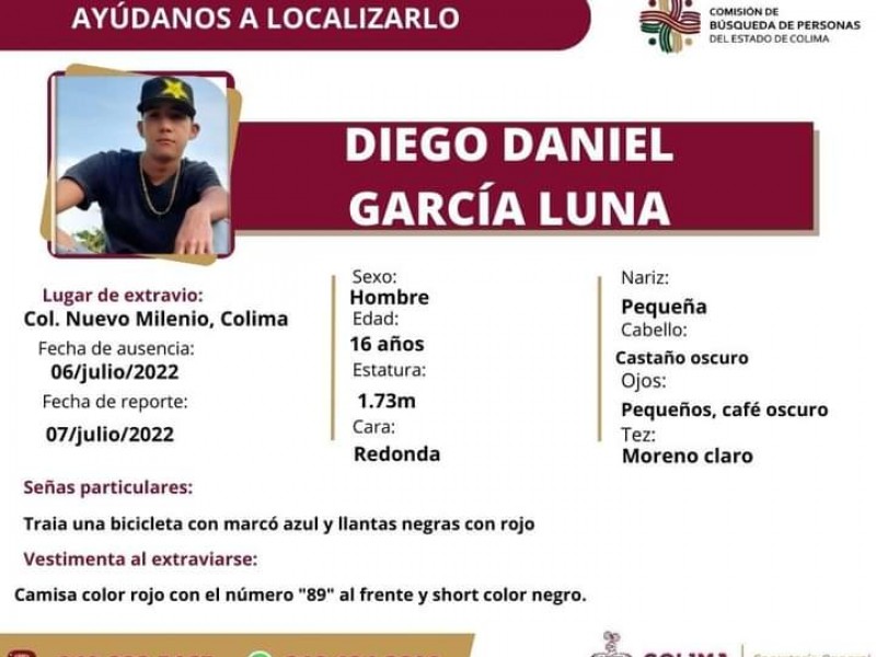 Comisión de Búsqueda solicita colaboración para localizar a Diego Daniel