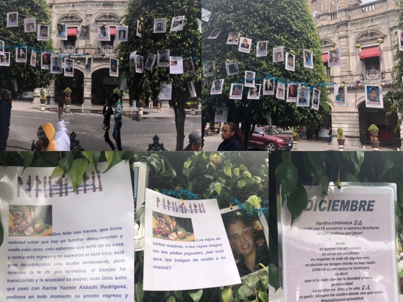 Con fotografías en árbol, recuerdan a familiares desaparecidos