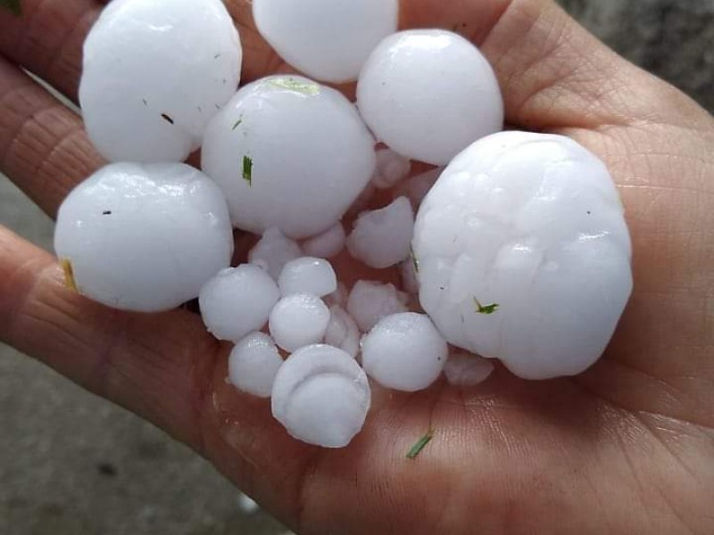 Con un lijera lluvia graniza en la ciudad