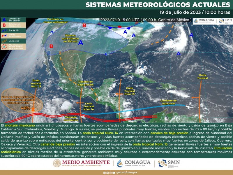 CONAGUA pronostica lluvias y posible caída de granizo para Sinaloa