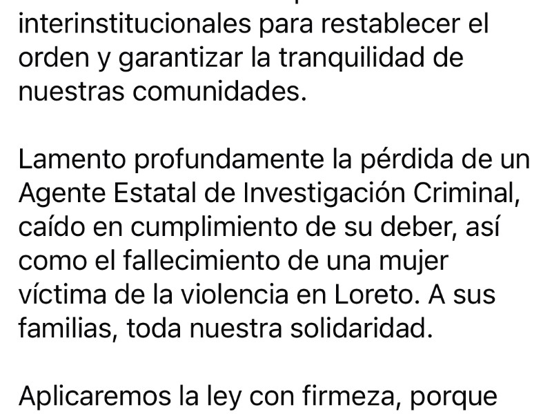 Condena gobernador de BCS jornada violenta