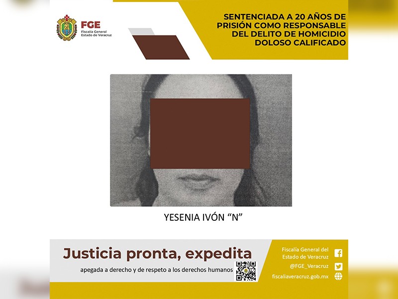 Condenan a 20 años de prisión a Yesenia Ivón por homicidio múltiple