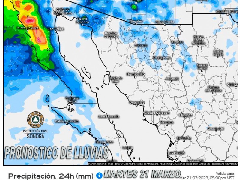 Condiciones de cielo medio nublado con probabilidad de lluvias