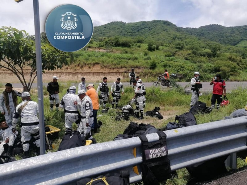 Confirman 11 lesionados en accidente de la Guardia Nacional