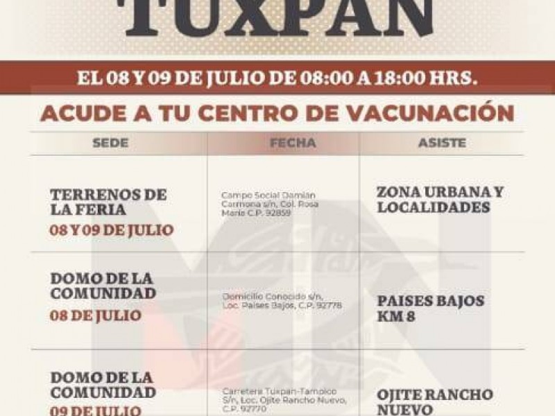 Confirman fecha de vacunación de menores de edad en Tuxpan