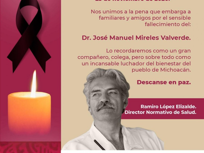 Confirman muerte de Mireles tras días internado por Covid19