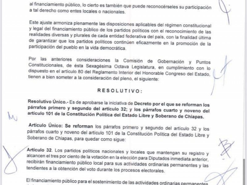 Congreso amplía gestión del TEECH y recorta prerrogativas de partidos