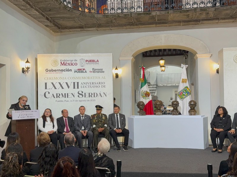 Conmemoran 77° aniversario luctuoso de Carmen Serdán en Puebla