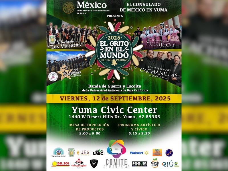 Consulado de México en Yuma invita a celebrar las fiestas patrias