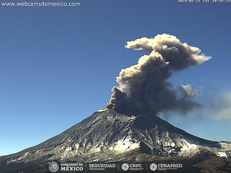 Continúa actividad constante del Popocatépetl