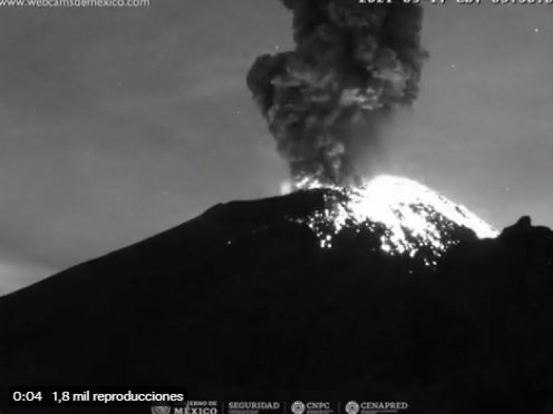 Continúa actividad volcánica del Popocatépetl