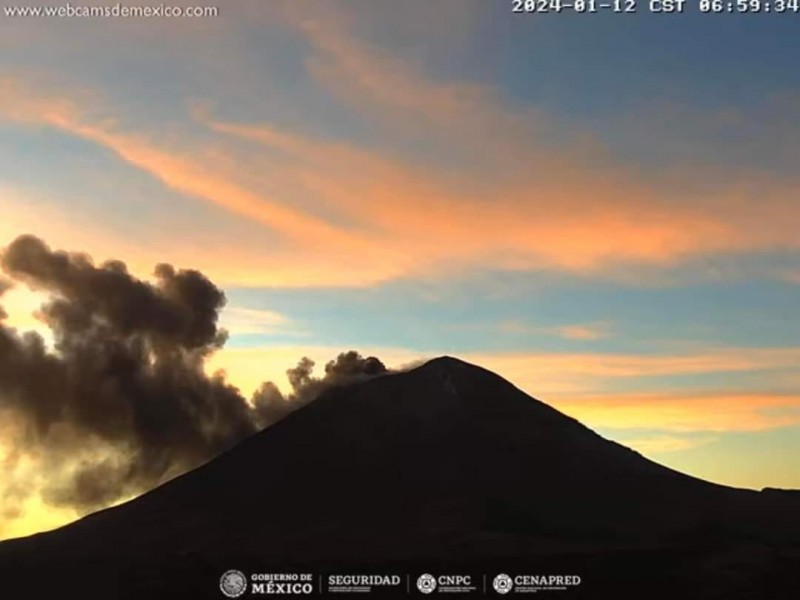 Continúa alta actividad del volcán Popocatépetl