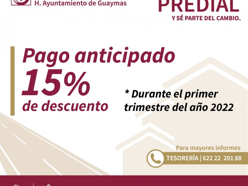 Continúa descuento en pago predial