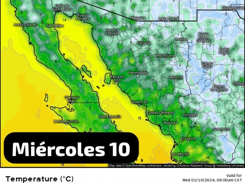 Continúa frio en Guaymas, se espera una máxima de 20°C