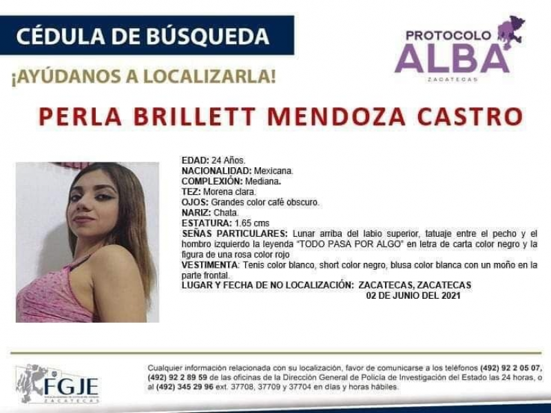 Continúa la búsqueda de Perla Brillet Mendoza