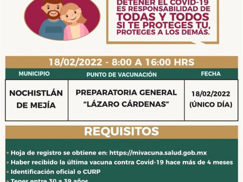 Continúa la vacunación contra Covid-19 en municipios de Zacatecas