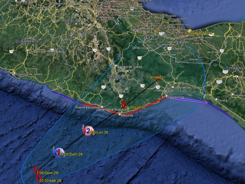 Continúa Tormenta Tropical “Agatha” su trayectoria hacia costa de Oaxaca