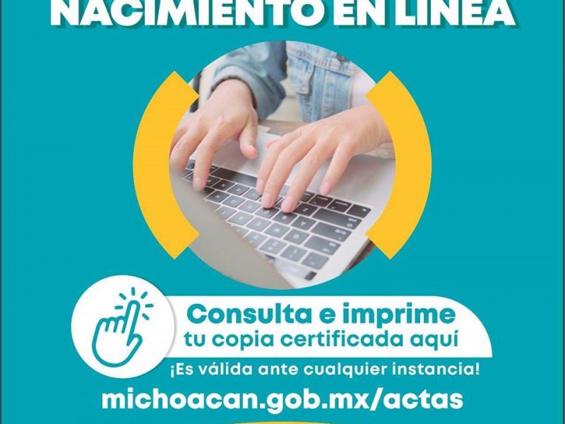 Continúan en línea servicios del Registro Civil