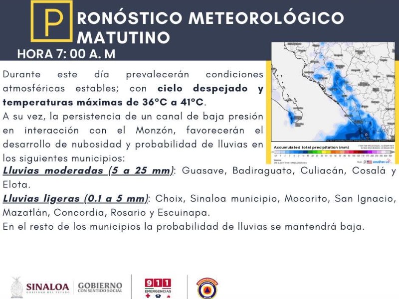 Continúan las altas temperaturas este martes en Mazatlán