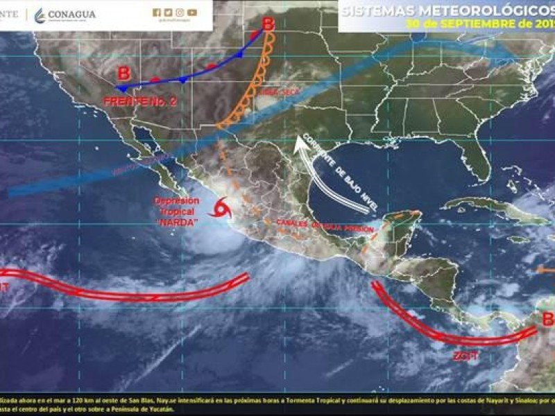 Continúan  lluvias en Michoacán por Narda