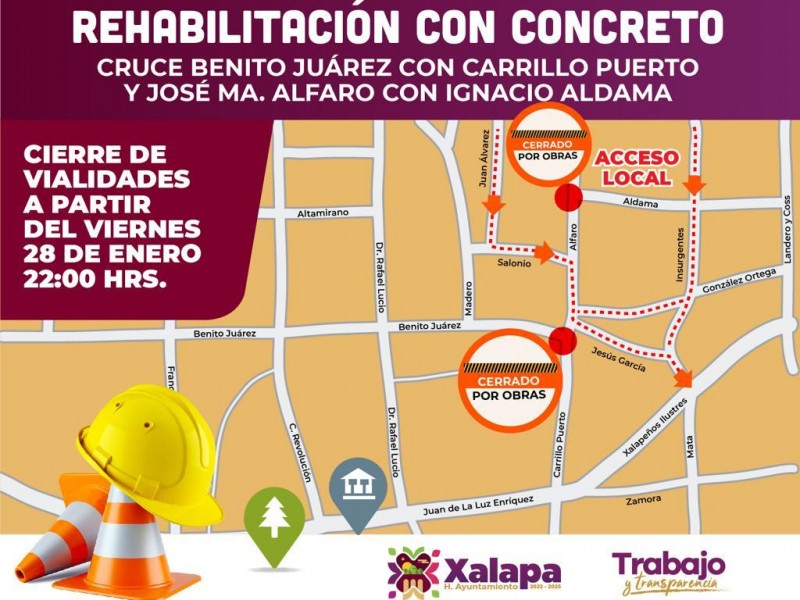 Continúan los trabajos de reparación de calles en Xalapa