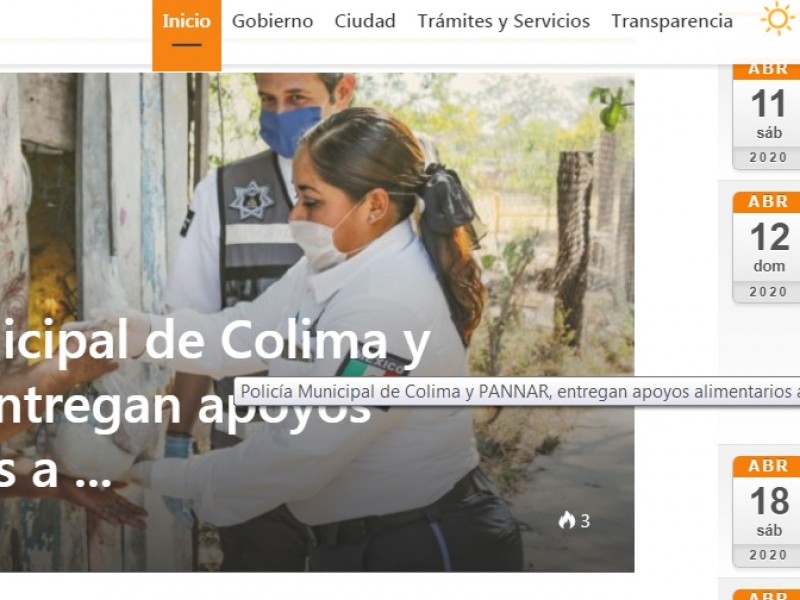 Continúan promocionando masivos en pagina de Ayuntamiento de Colima