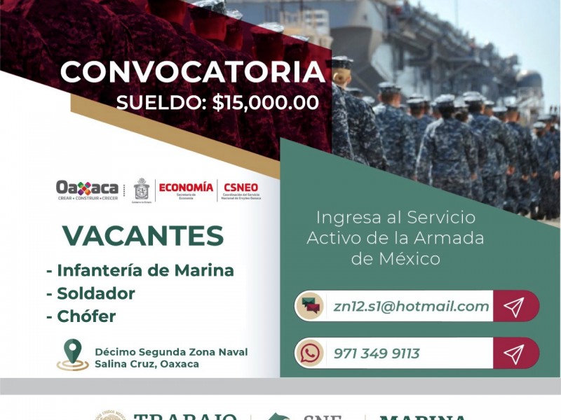 Convoca CSNEO vacantes en la Secretaría de Marina