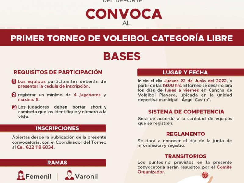 Convocan a participar en Voleibol y Slow Pitch