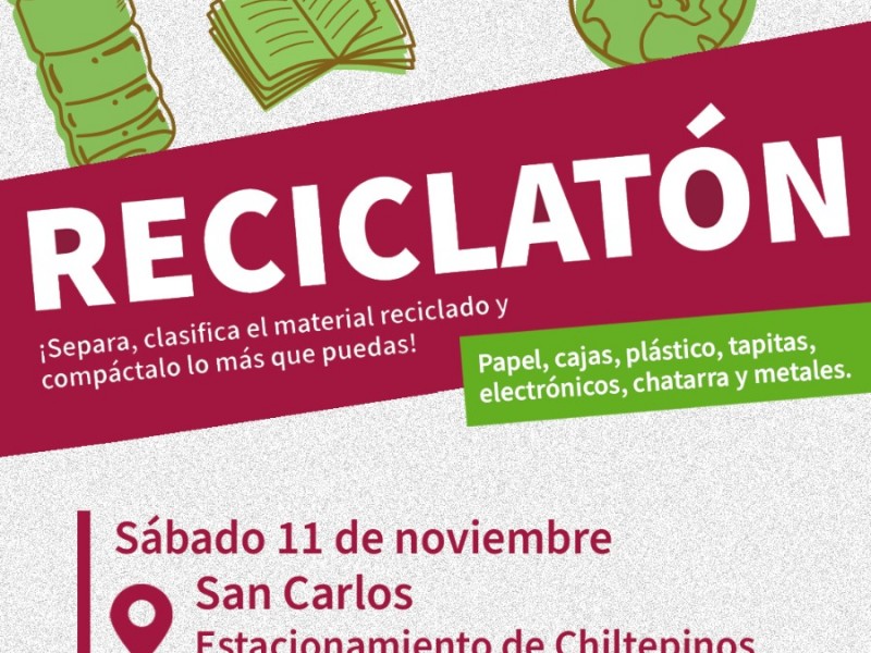 Convocan a sumarse a reciclatón este sábado 11 de noviembre