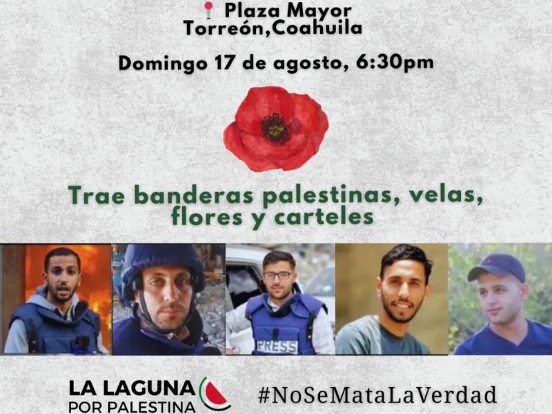 Convocan a vigilia en memoria de periodistas palestinos asesinados