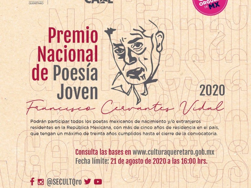 Convocatoria para el Premio Nacional Poesía Joven Francisco Cervantes