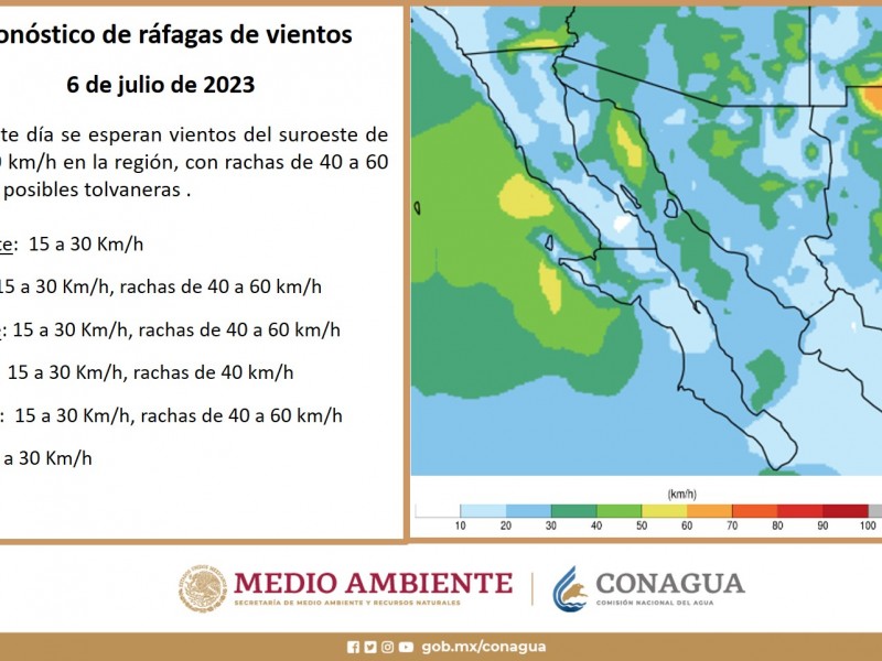 Se registrarán en Sonora fuertes vientos en Sonora