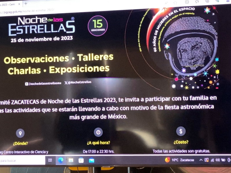 Cozcyt invita al evento Noche de las Estrellas