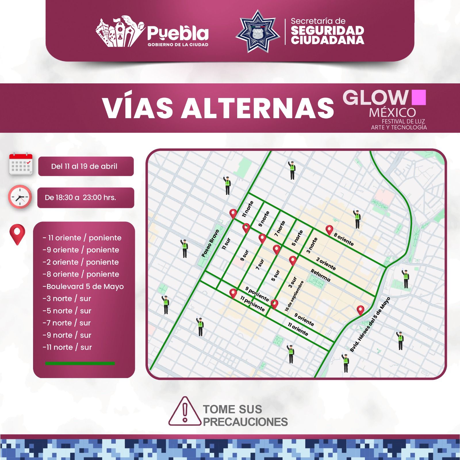Anuncian cierres viales por festival Glow en la capital poblana ...