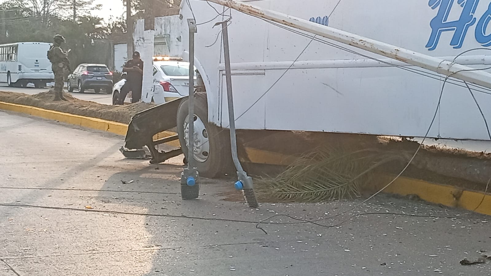 Autobús se impacta contra palmera y poste en carretera La Barra ...