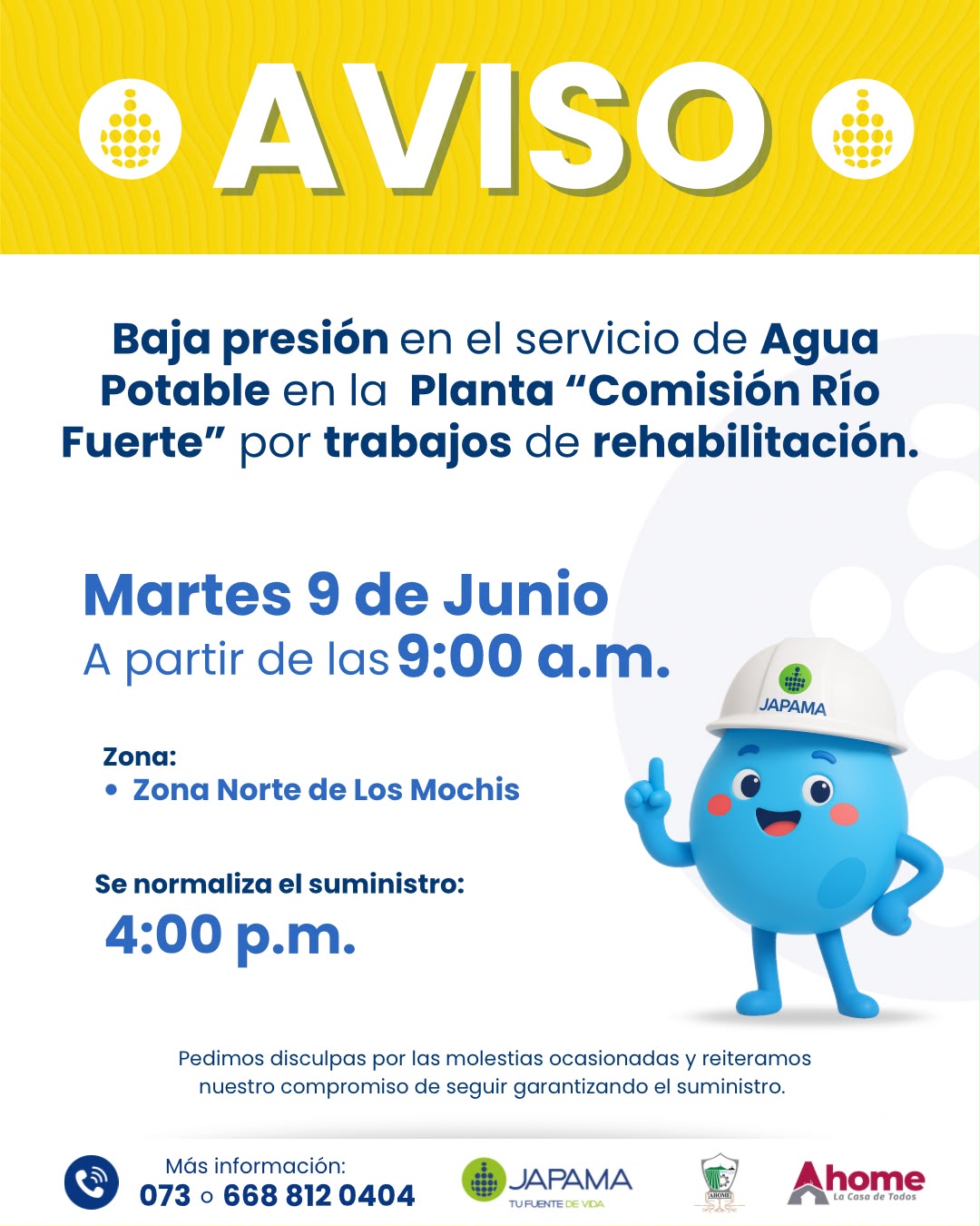 Baja presión de agua afectará zona norte de Los Mochis este martes ...