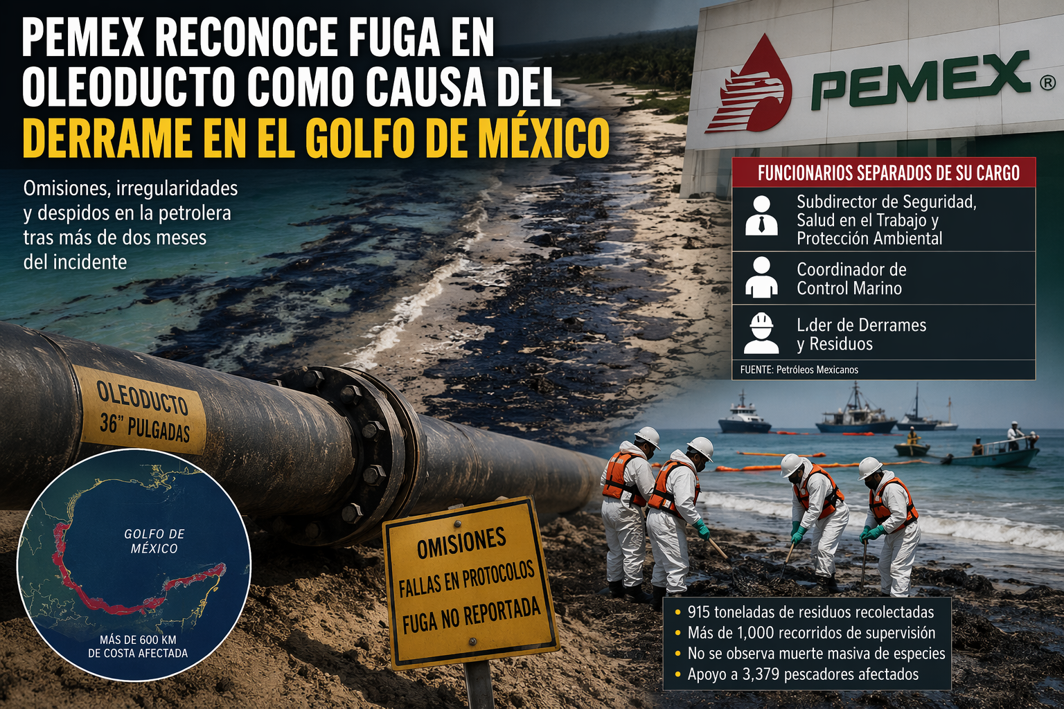 Pemex admite responsabilidad en derrame de petróleo en el Golfo ...