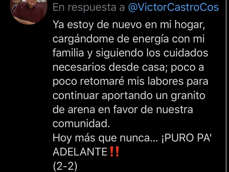 Dan de alta al delegado del bienestar Victor Castro