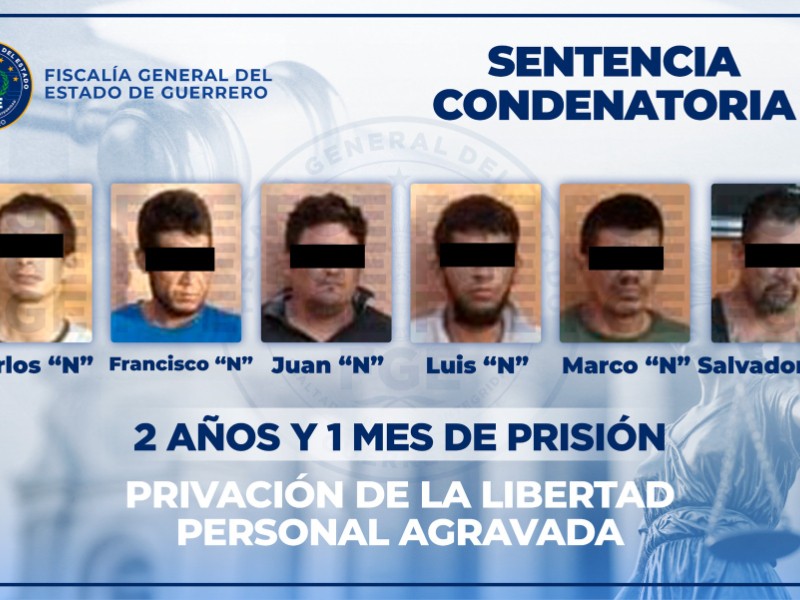 Dan dos años de prisión por secuestro a seis hombres de Zihuatanejo