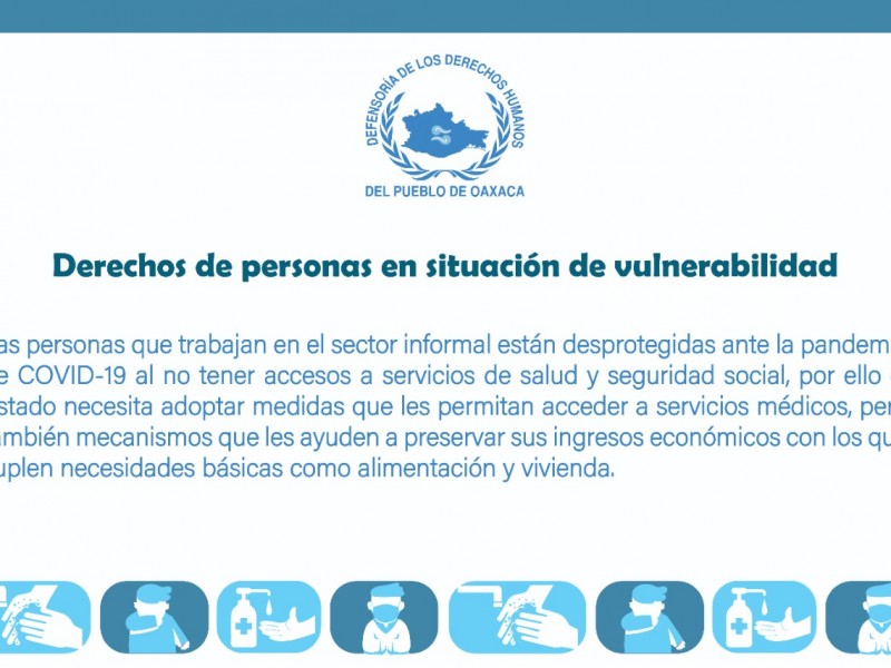 DDHPO solicita atención médica y económica a sectores vulnerables