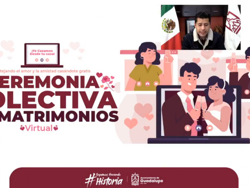 Será virtual la ceremonia masiva de matrimonios en Guadalupe