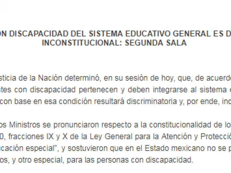 Declara suprema corte que niño discapacitados pueden estudiar