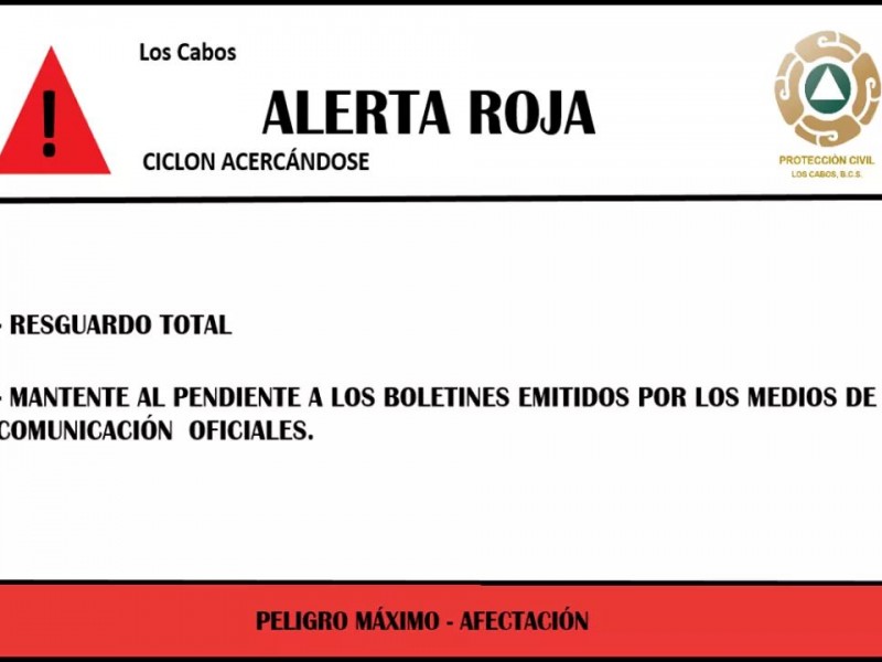 Decretan alerta roja por 