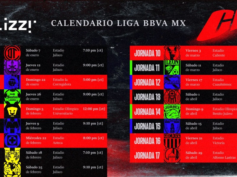 Definido calendario para Atlas FC