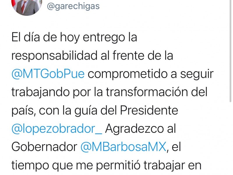 Deja la Secretaría de Movilidad y Transporte, Guillermo Aréchiga