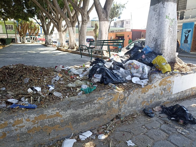 Dejan basura en parque sobre 9 Poniente