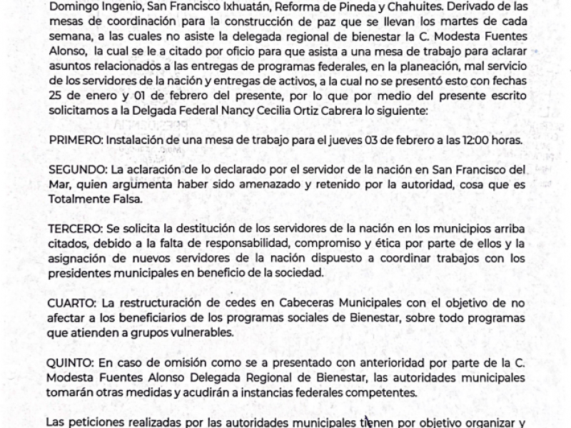 Demandan destitución de Servidores de la Nación por mal servicio